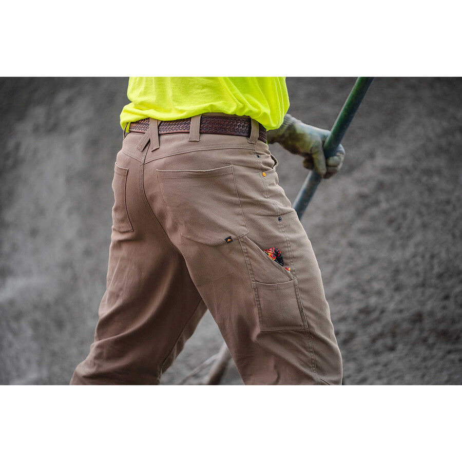 utilitybroek voor heren met dubbele voorkant stretch en canvas rechte pasvorm.