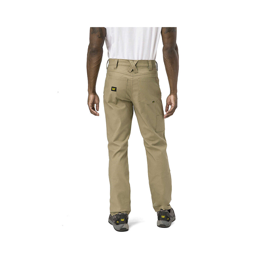 utilitybroek voor heren met dubbele voorkant stretch en canvas rechte pasvorm.